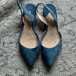 Paul Andrew Reha Blue Suede Slingback flats